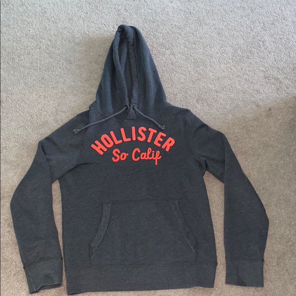 Grey and Pink Hollister Hoodie